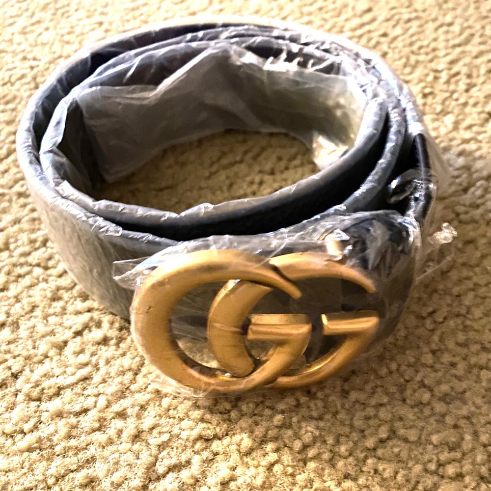 Women GG Black Leather Belt